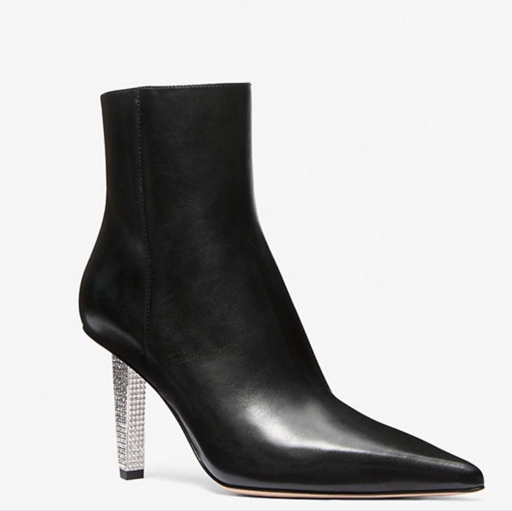 NIB MICHAEL Michael Kors Halle Embellished Leather Ankle Boots